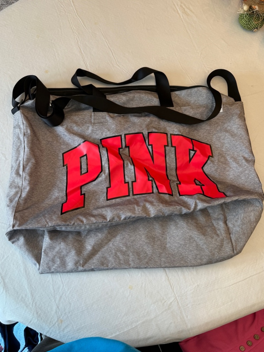 PINK Victoria's Secret Gray Tote with Bright Pink Logo